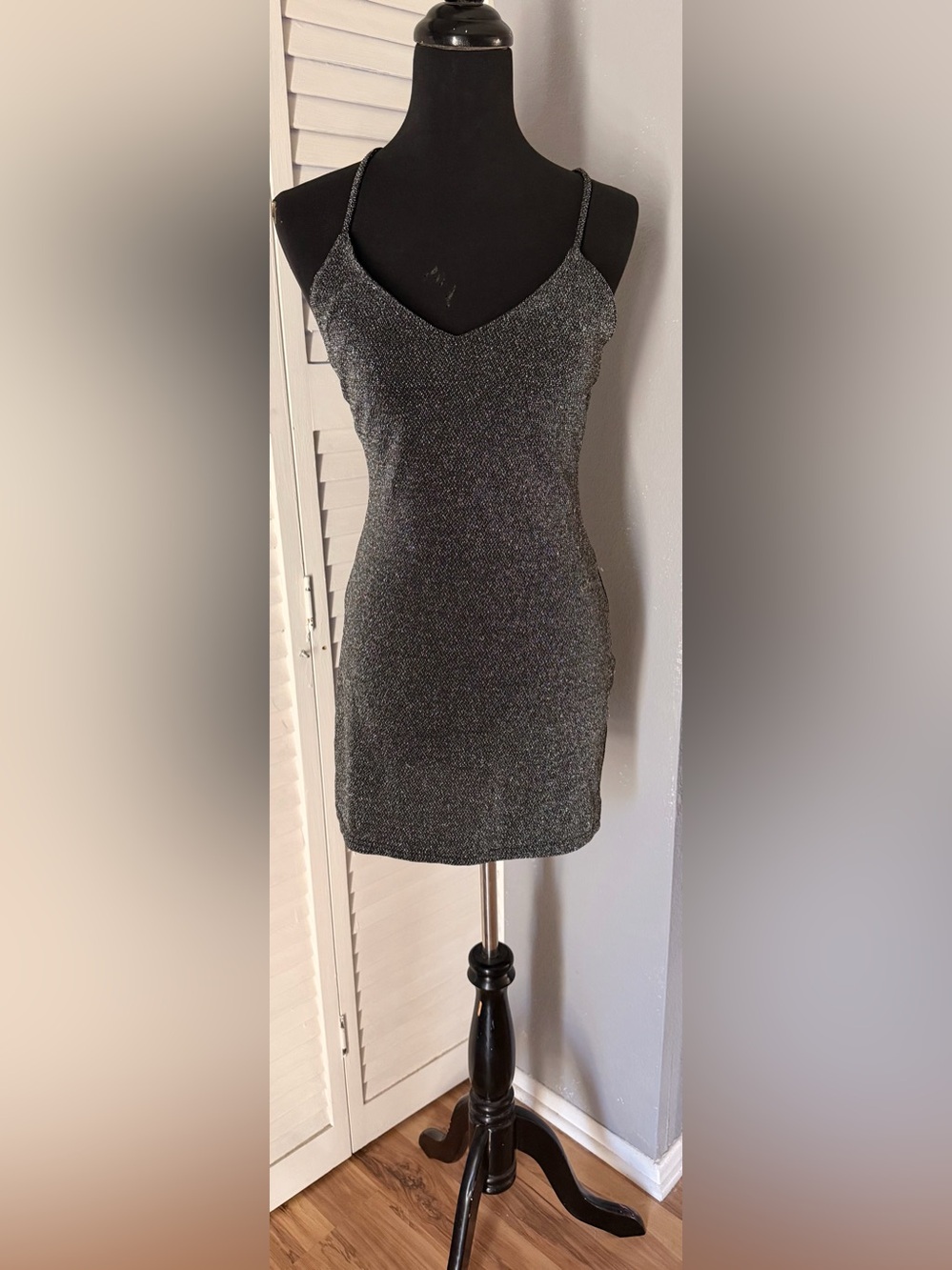 Zara Silver Metallic Mini Bodycon Dress